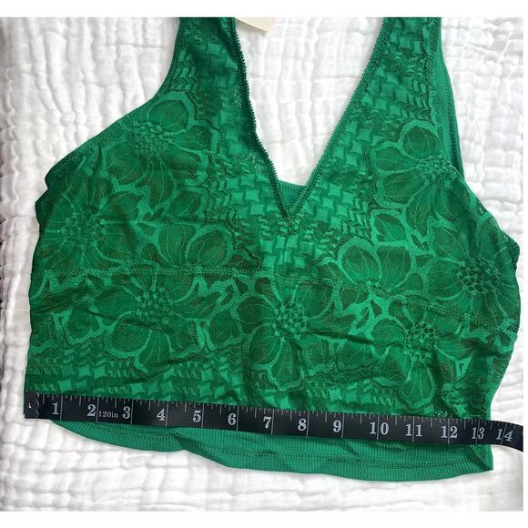Offline By Aerie Women's Green Floral Lace V-Neck‎ Bralette Size L - Picture 9 of 15